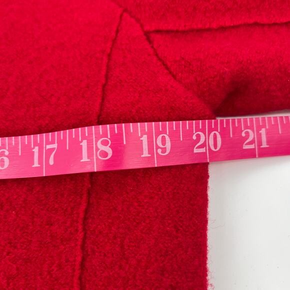 Vintage Lisa International Boiled Wool Cardigan Sweater Large Red V Neck Fringe - Picture 5 of 10